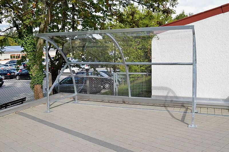 fahrradueberdachung-cepheus__shoKAT0065399 Fahrradüberdachung CEPHEUS, Dachbreite x Dachtiefe 4130 mm x 2100 mm, Dach und Seitenwände aus Polycarbonat, Stahlkonstruktion feuerverzinkt