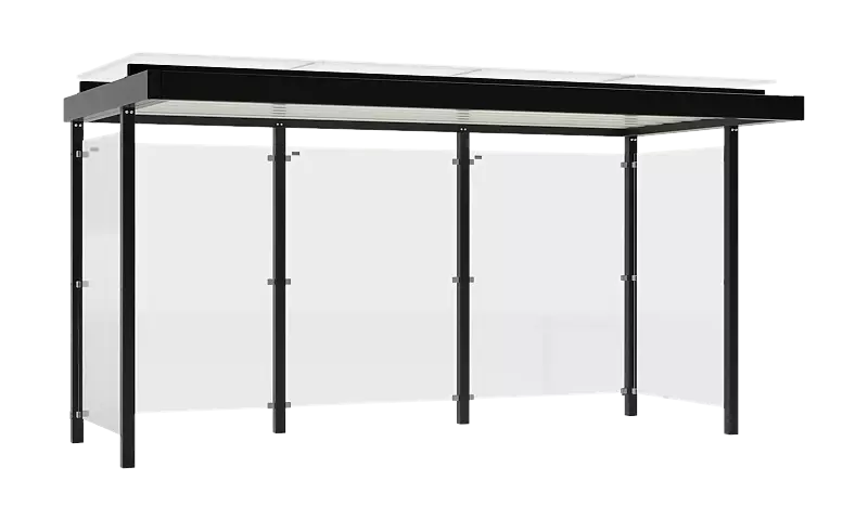 Wartehalle LUNA PV inkl. Rück- / Seitenwände und bauseitigen PV-Modulen