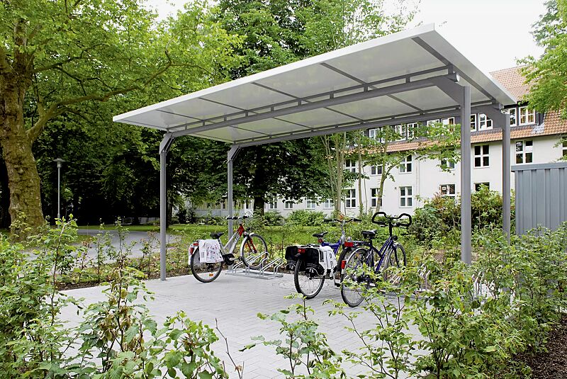 fahrradueberdachung-matrix__shoKAT0022735 Fahrradüberdachung MATRIX, Dachbreite x Dachtiefe 5090 mm x 2750 mm, einseitig, Stahlkonstruktion in RAL 9007 graualuminium Fahrradüberdachung MATRIX, Dachbreite x Dachtiefe 5090 mm x 2750 mm, Stahlkonstruktion feuerverzinkt und pulverbeschichtet, Dach...
