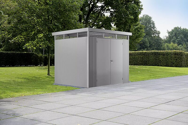 geraetehaus-highline__shoKAT0055939 Gerätehaus HighLine®, Modell 5 in silber-metallic, mit Doppelflügeltür