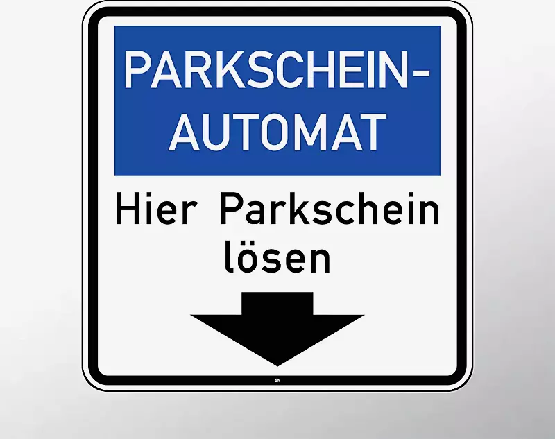Hinweisschild: Parkscheinautomat