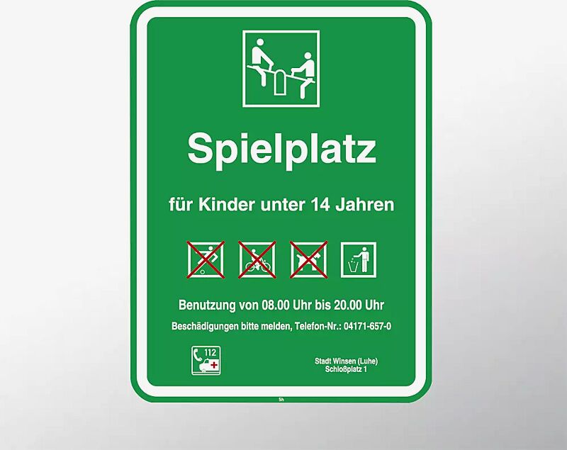 Hinweisschild: Kinderspielplatz nach DIN 1176