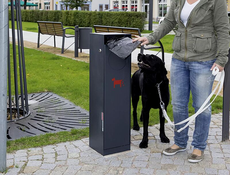 Hundetoilette CRYSTAL in RAL 7016 anthrazitgrau, mit Piktogramm in RAL 3020 verkehrsrot