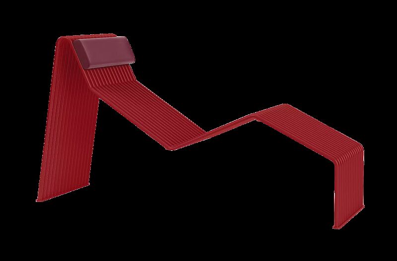 Liegebank ANZIO, in RAL 3000 feuerrot, Kissen auf Anfrage