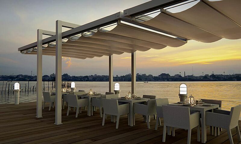 Markisen-Freigestell TERAMO, Dachbreite x Dachtiefe 3000 mm x 5000 mm, PVC-Tuch weiß, Aluminiumkonstruktion weiß