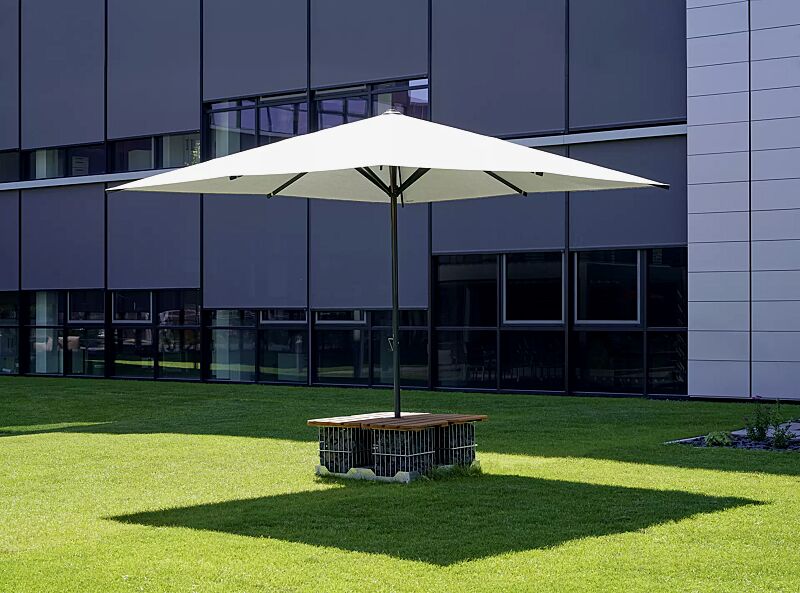 mittelmastschirm-samara__shoKAT0073783 Mittelmastschirm SAMARA, Sitzelement-Set (Mehrpreis), Aluminiumkonstruktion in RAL 7016 anthrazitgrau, Schirmtuchausführung ProNature blanco