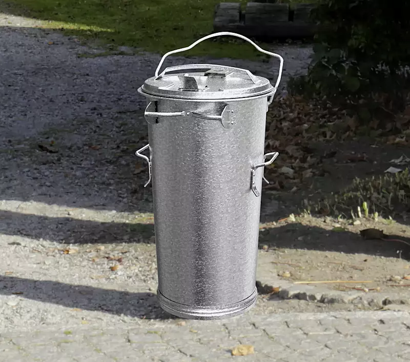 Mülltonne ROSARIO mit Scharnierdeckel und Bügel, 50 Liter