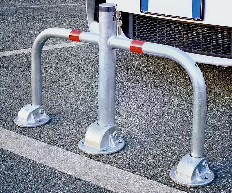 Parkbügel OSTARA zum Aufdübeln, ohne Bodenplatte, mittels Profilzylinderschloss, feuerverzinkt