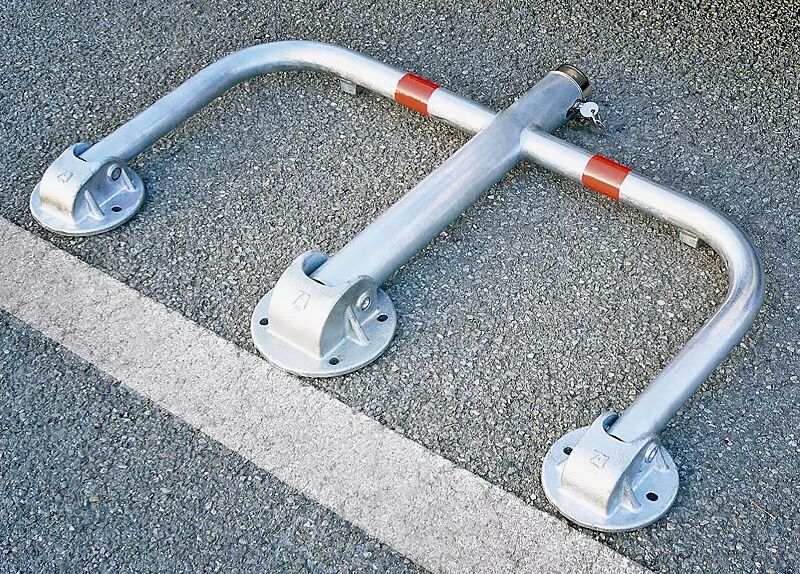 Parkbügel OSTARA zum Aufdübeln, ohne Bodenplatte, mittels Profilzylinderschloss, feuerverzinkt