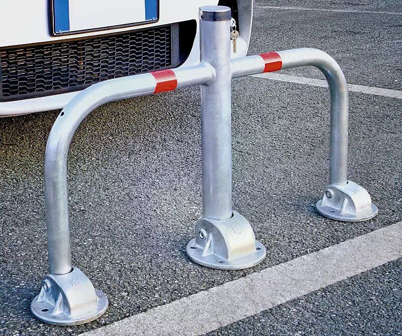 Parkbügel OSTARA zum Aufdübeln, ohne Bodenplatte, mittels Profilzylinderschloss, feuerverzinkt