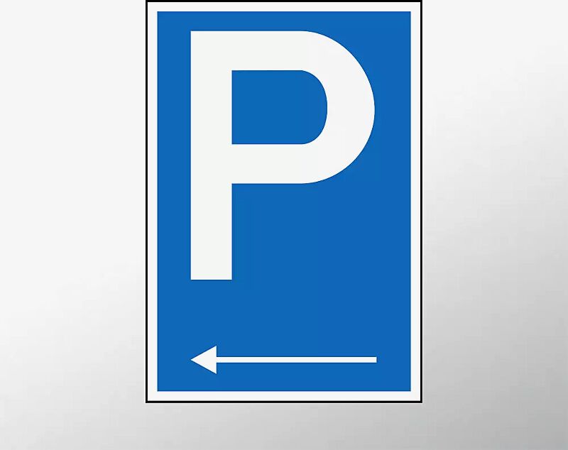 Parkplatz-Reservierungsschild linksweisend