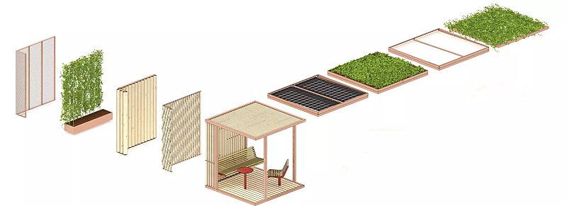 pavillon-cuby-meet__shoKAT0072868 Gesamtübersicht Dach und Wandelemente Modelle CUBY MEET