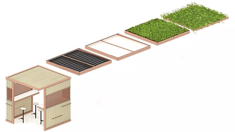 pavillon-cuby-study__shoKAT0072901 Gesamtübersicht Dach und Wandelemente Modelle CUBY STUDY