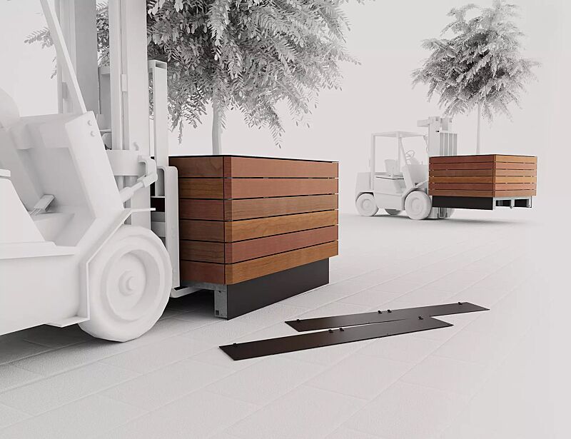 pflanzbehaelter-kveta__shoKAT0056740 Detail: mit Stapler unterfahrbar zum einfachen Versetzen des Pflanzbehälters