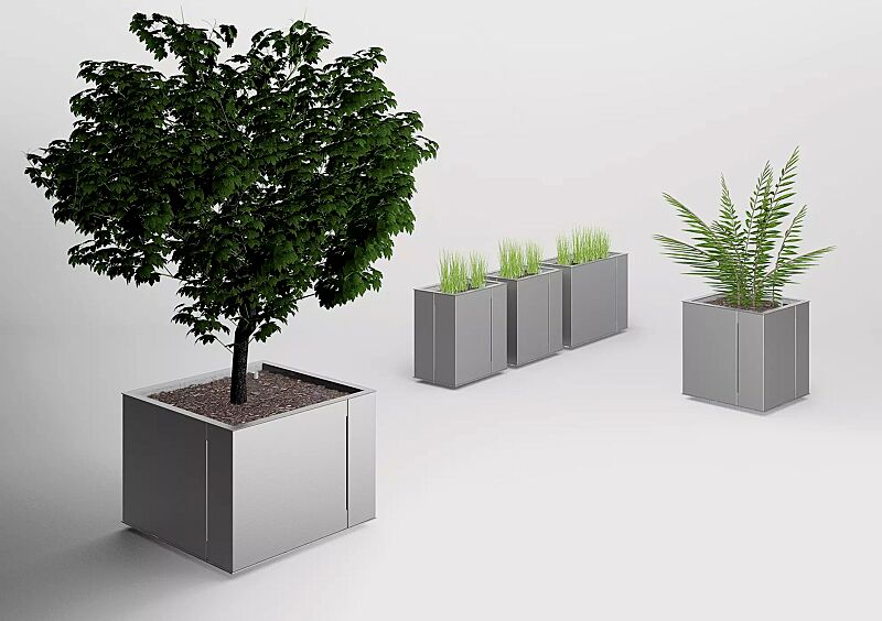 pflanzbehaelter-malageno__shoKAT0039966 Pflanzbehälter MALAGENO, 1000 x 1000 mm, 700 x 440 mm, 1000 x 440 mm und 700 x 700 mm, in RAL 9006 weißaluminium