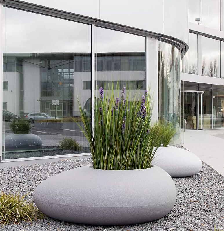 Pflanzbehälter MALUR, Höhe 500 mm, in granit hell