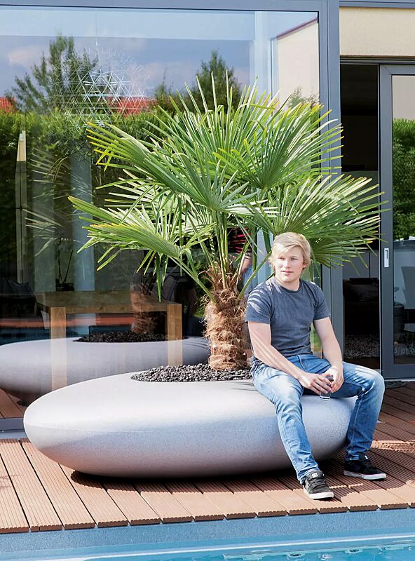 Pflanzbehälter MALUR, Höhe 500 mm, in granit hell