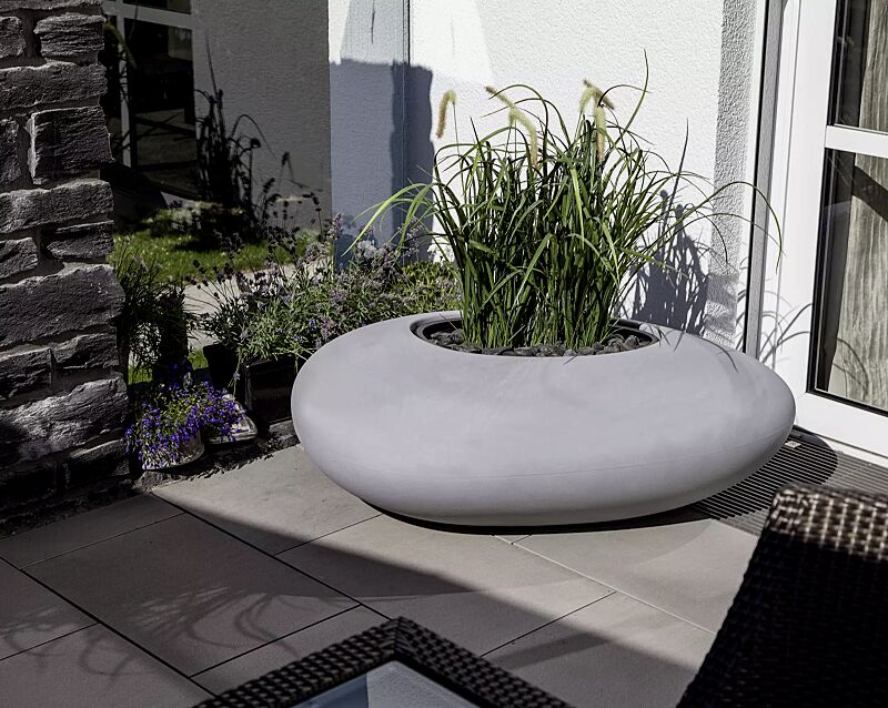 Pflanzbehälter MALUR, Höhe 390 mm, in granit hell