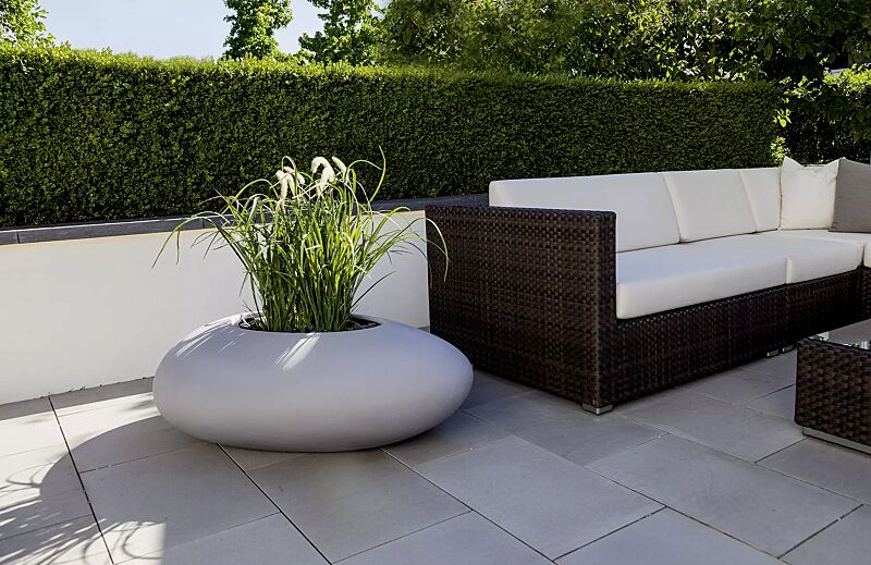 Pflanzbehälter MALUR, Höhe 390 mm, in granit hell