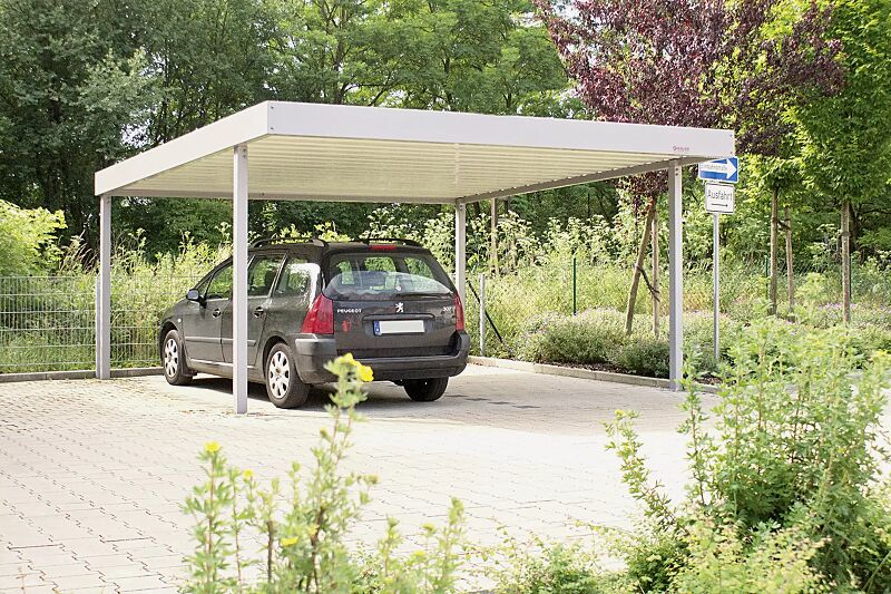 Pkw-Überdachung Z02 Dachbreite x Dachtiefe 5190 x 5810 mm, Stahlkonstruktion feuerverzinkt, Dacheindeckung Trapezblech