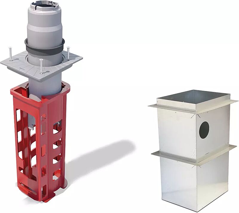Basispoller CUPRIT bestehend aus Pollerkopf, Abdeckung und Monobloc-Gehäuse, integrierte Hydraulik und Hebelkolben; verlorene Verschalung zum Einbetonieren