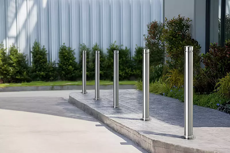 Poller DIAMANT 90, mit angeschweißter Bodenplatte zum Aufdübeln