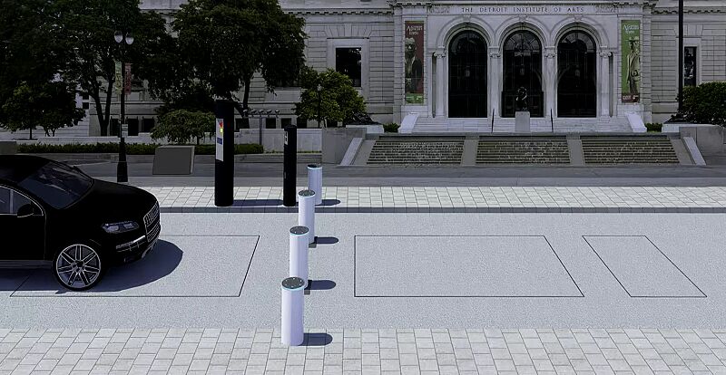 Beispieldarstellung für die Zufahrtskontrolle einer Polleranlage