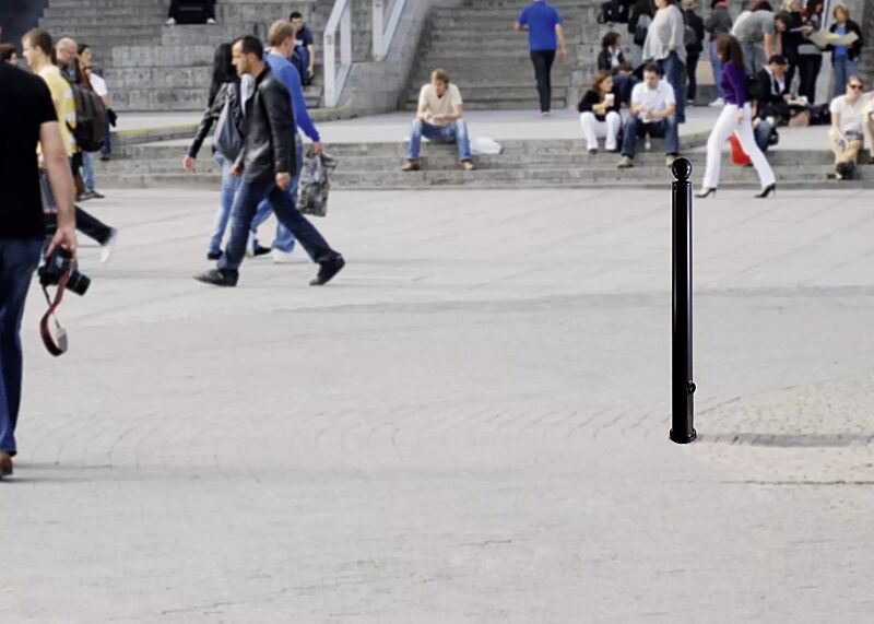 poller-kugel__shoKAT0030503 Poller KUGEL Ausführung 1, herausnehmbar aus Bodenhülse, mit Dreikantschloss, in RAL 7021 schwarzgrau