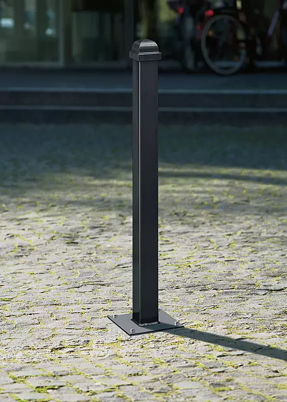 poller-navarra__shoKAT0060878 Poller NAVARRA, zum Aufdübeln mit Bodenplatte, in RAL 7016 anthrazitgrau