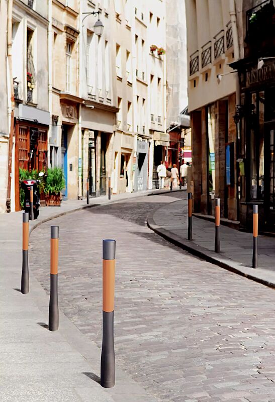 poller-orapost__shoKAT0056874 Poller ORAPOST mit terracotta-farbigem Element, in RAL 7024 graphitgrau