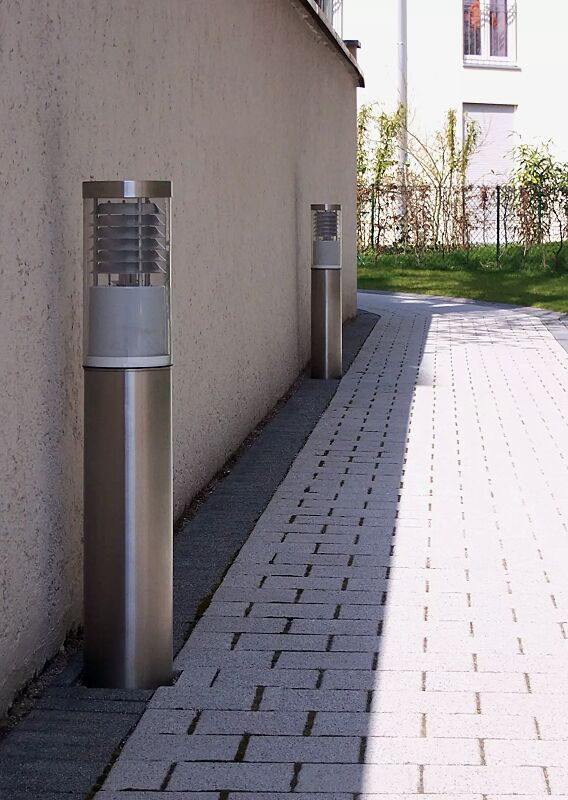 Pollerleuchte KLARA mit Abdeckung Plexiglas klar, umlaufend mit Spiegellamellen