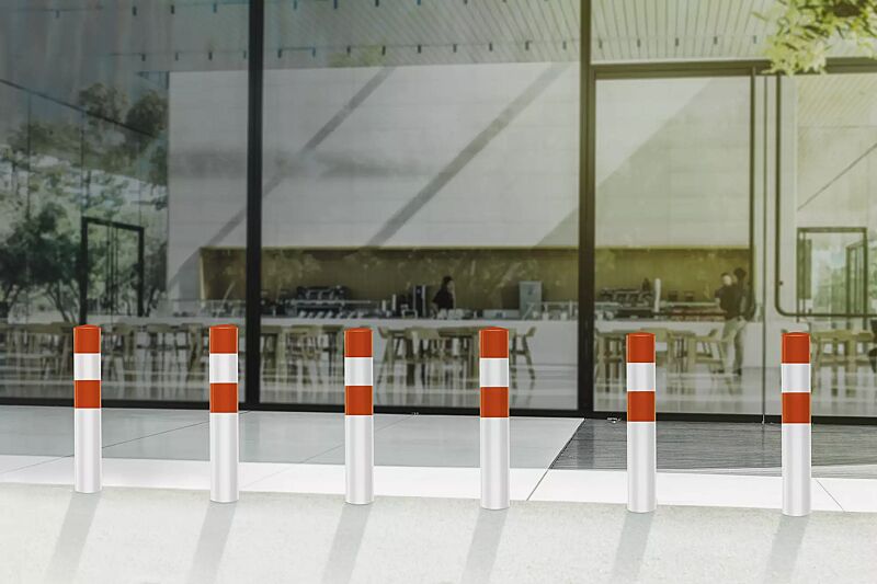 Rammschutzpoller BESKYT zum Einbetonieren, Ø 194 mm, rot-weiß kunststoffbeschichtet