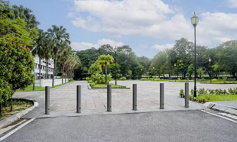 Rammschutzpoller MAZAN, Ø 152 mm, herausnehmbar, in RAL 7016 anthrazitgrau