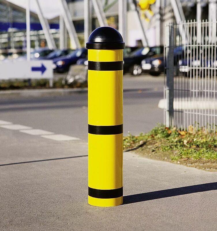Rammschutzpoller SANTANDER zum Einbetonieren, schwarz-gelb