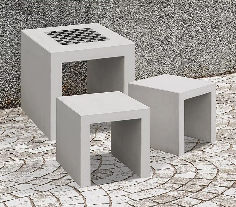 Schachbretttisch SENJA mit Hocker