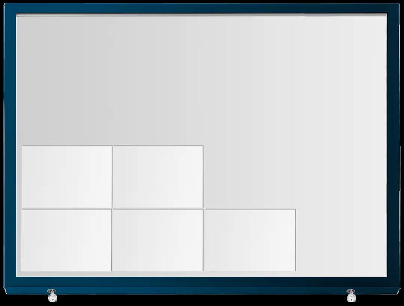 Schaukasten CHOIS, Querformat, für 16 x DIN A4, Alu in RAL 5001 grünblau