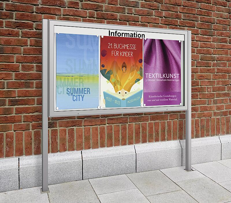 Schaukasten IKARIA zum Einbetonieren, für 27 x DIN A4, Alu silber