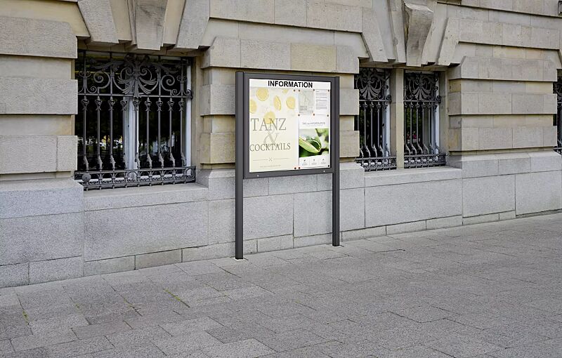 schaukasten-ikaria__shoKAT0075196 Schaukasten IKARIA zum Einbetonieren, für 15 x DIN A4, in DB 703 eisenglimmer