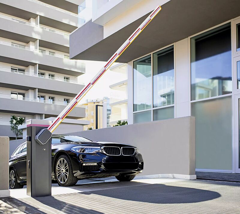 Schrankenanlage BUSSET, Absperrbreite 4,00 m, mit LED-Schrankenbaumbeleuchtung (Zubehör)