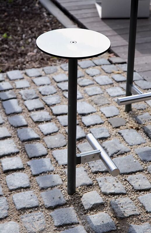 sitz-bistrot-bar__shoKAT0054927 Barhocker BISTROT mit HPL-Auflage in White 0085, Stahlteile in RAL 9007 graualuminium