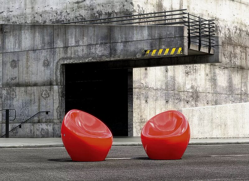 sitz-cuddly__shoKAT0037428 Sitze CUDDLY zum freien Aufstellen, aus Beton, in RAL 3000 feuerrot