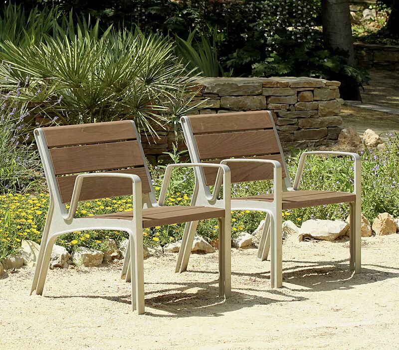 Sitz MIELA mit Rückenlehne und Armlehnen, mit Jatobaholzbelattung