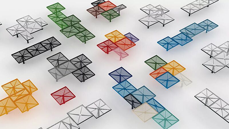 sitz-pixel-cit%C3%A9__shoKAT0059953 Sitz PIXEL CITÉ, bestehend aus verschiedenen Segmenten, in Stahlausführung