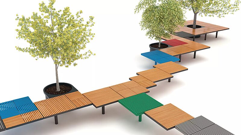 sitz-pixel-cit%C3%A9__shoKAT0060697 Sitz PIXEL CITÈ, bestehend aus verschiedenen Segmenten, mit Holzbelattung, mit Pflanzbehälter (Zubehör)