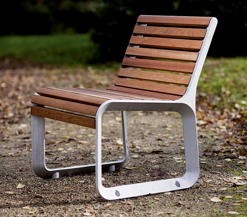 Sitzbank PORTIQOA mit Rückenlehne, mit Jatobaholzbelattung