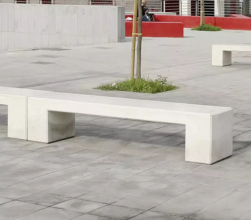 Sitzbänke ALTHEA ohne Rückenlehne, Beton weiß