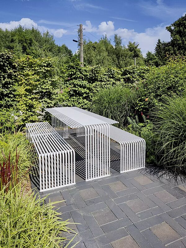 sitzbank-anzio__shoKAT0067934 Sitzbank ANZIO ohne Rückenlehne und Tisch ANZIO in RAL 9003 signalweiß