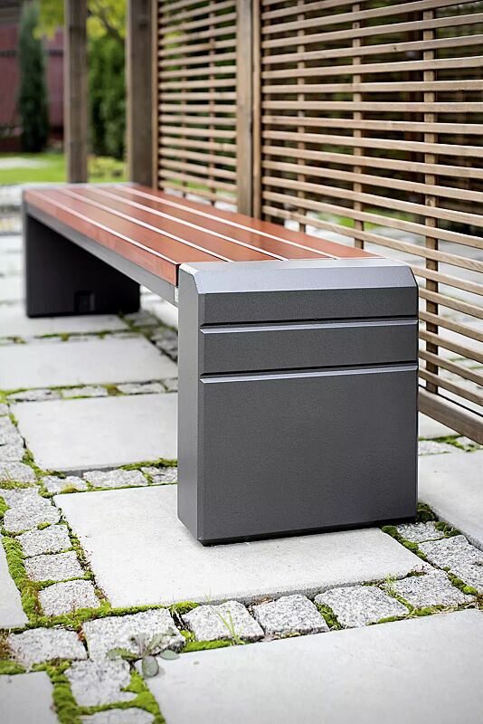 sitzbank-brno__shoKAT0069202 Sitzbank BRNO ohne Rückenlehne, Stahlteile in RAL 7021 schwarzgrau, Beton beschichtet in hellem graphit