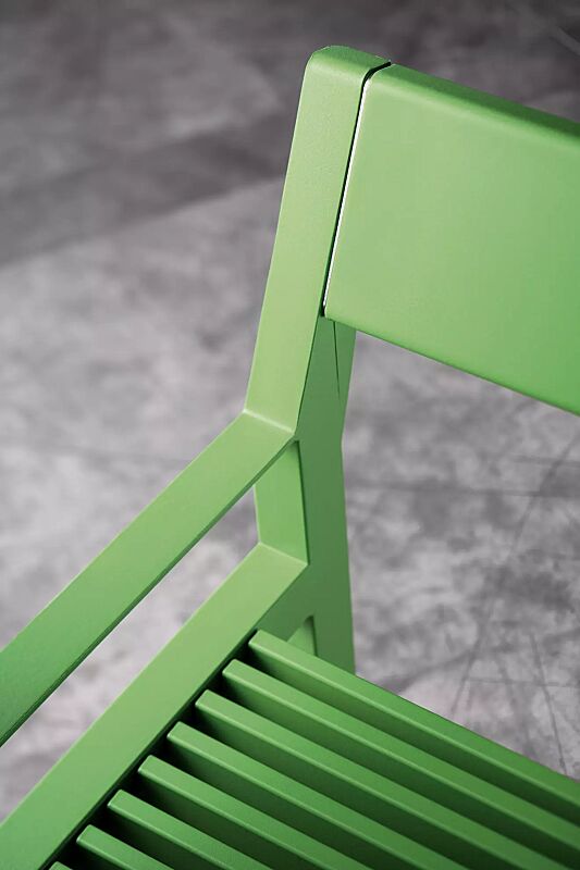 Sitzbank CASTEO mit Rückenlehne und Armlehnen, in RAL 6018 gelbgrün