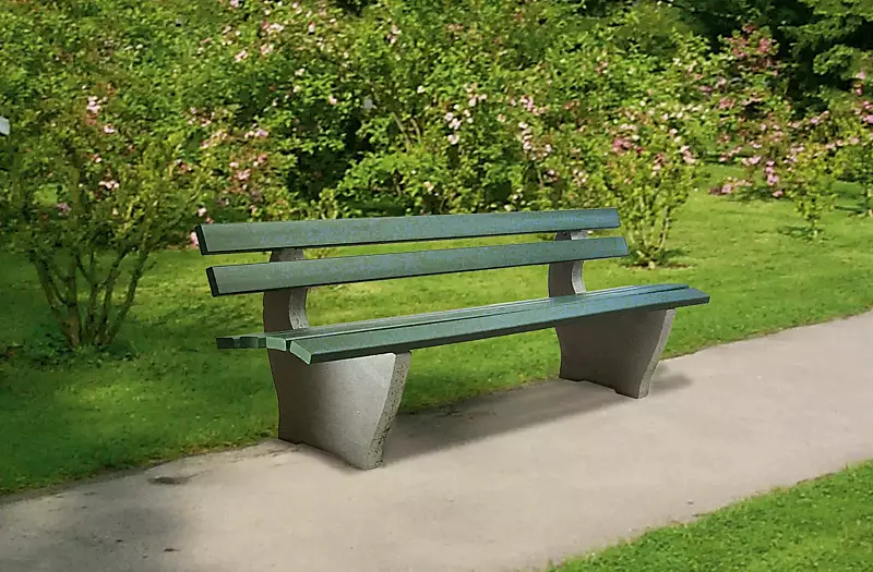 Sitzbank CATANIA, mit Recycling-Kunststoffbelattung, in grün ähnlich RAL 6005